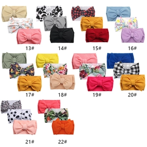 Baby bow headband set with solid colors and various floral patterns for infants