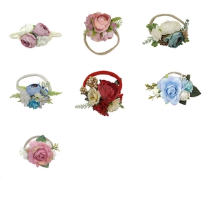 Set di fasce per neonati con sette stili di fiori artificiali in seta colorata per bimbi