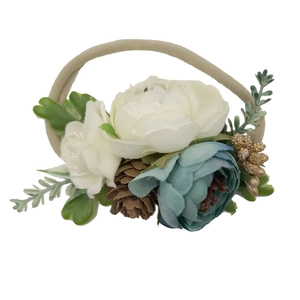 Fascia per Capelli con Fiori per Neonati Vintage Stile Mori Fatta a Mano Elastica Accessori per Capelli per Fotografia