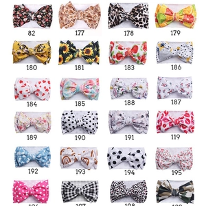 Set of 24 baby headbands with bowknots in various floral, fruit and leopard prints