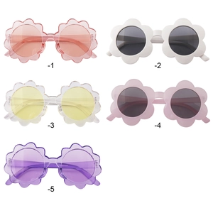 Cute sunflower shaped kids sunglasses in five assorted colors with wave petal frame