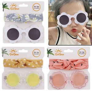 Occhiali da Sole a Forma di Fiore E Fascia con Fiocco per Neonate Piccole PC Poliestere Accessori Estivi Alla Moda