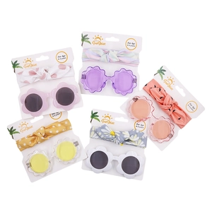 Set occhiali da sole a fiore e fascia con fiocco per neonati da 0 a 4 anni