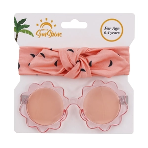 Set occhiali da sole a fiore rosa e fascia coordinata per neonati da 0 a 4 anni