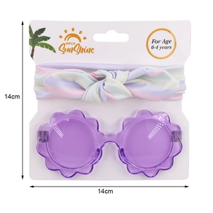 Set occhiali da sole a fiore e fascia con fiocco a righe per neonati 0-4 anni