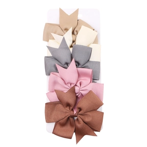 Set de 5 pinzas para el cabello con lazos de cinta de falla en colores Morandi