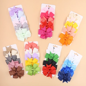 Juego de Pinzas para el Cabello con Lazo de Cinta de Faille para Niños Bebé Niñas Hecho a Mano Colores Variados Accesorios para el Cabello