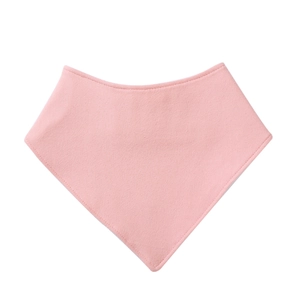 Detailed close-up of a pink cotton triangle baby bandana bib with premium stitching