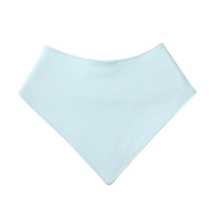 Detail of soft mint green cotton baby bandana bib with double-layer stitched edges