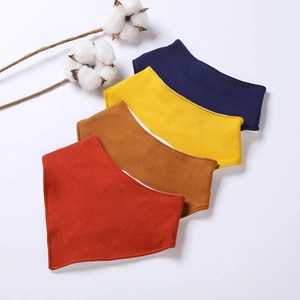 Soft Cotton Baby Bandana Bibs For Boys Girls Solid Color Double Layer Snap Button Drool Bibs For Newborn Toddler Infants