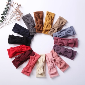 Super Soft Bow Baby Headband Elastic Imitation Cashmere Hair Band For Infants Toddlers Kids Hair Accessories Solid Color Headwrap