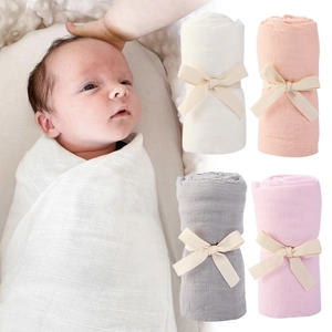 Bamboo Cotton Baby Swaddle Blanket Soft Breathable Muslin Swaddle Wrap Solid Color Newborn Infant Photography Props