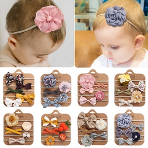 Elastic Baby Headbands Bow Flower Artificial Pearl Decor Soft Floral Pattern Headwear Infants Toddler Hair Accessories