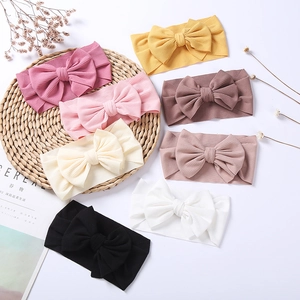 Soft Elastic Ribbed Cotton Baby Headband With Large Bowknot Knotted Hair Band For Infants Newborns Toddlers Hair Accessories