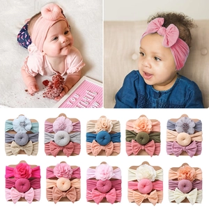 Cute Soft Elastic Fabric Baby Headband Set Floral Bow Knot Hair Bands For Newborn Infant Toddler Girls Hair Accessories