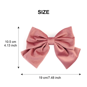Size chart showing dimensions of the velvet pink bow hair clip, 19cm by 10.5cm
