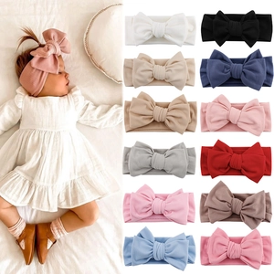 Baby Ribbed Cotton Bow Headband High Elastic Soft Ribbed Knit Hairband For Infants Toddlers Handmade Head Wrap Hair Accessories