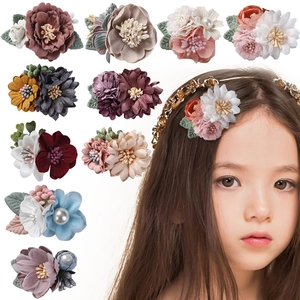 Pinces à Cheveux en Fleur de Simulation Barrettes en Tissu Floral Avec Künstliche Perles d'Imitation Accessoires de Cheveux pour Enfants
