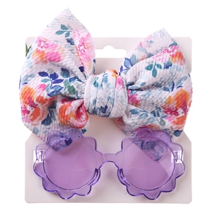 Detailset mit floraler Schleife und violetter Sonnenblume für Kleinkinder