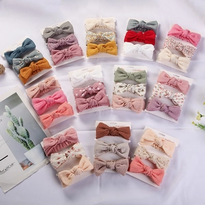 Baby Bow Headbands Soft Elastic Cotton Muslin Floral Print Rabbit Ear Hair Bands Infants Toddlers Kids Hair Accessories