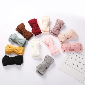 Bandeau à Nœud en Coton Côtelé pour Bébé Haute Élasticité Tricot Nouveau-né Nourrisson Accessoires Cheveux Tout-petit Couleur Unie