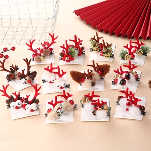 Handgefertigte Weihnachten Rentier Geweih Haarspangen Blumen Glocken Dekorationen Festliche Elch Ohren Haarnadeln Für Mädchen Kinder Foto