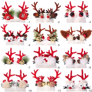 Weihnachts-Rentier-Haarspangen Set mit 12 festlichen Stilen, Glocken und Blumen