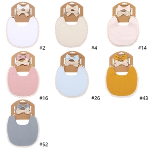 Soft bamboo cotton baby bib and bow headband set available in seven bohemian colors
