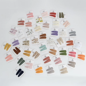 Kids Scalloped Edge Fabric Wrapped BB Hair Clips Embroidery Floral Plaid Barrettes For Girls Toddlers Hair Accessories