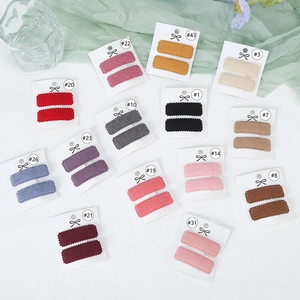Kids Girls Fabric Rectangle Hair Clips Set Of 2 Flocking Wavy Edge BB Clips Solid Color Autumn Winter Hair Pins Hair Accessories