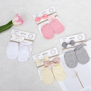 Baby headband and sock set with floral bow details for 0-12 months infants