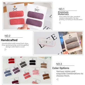 Detailed macro view of colorful faux cashmere fabric BB clips with wavy scalloped edges