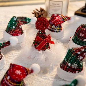 Mini Mollette per Capelli a Cappello di Natale per Ragazze con Paillettes Mesh Fiocco Mollette a Becco d'Anatra Festa di Natale Accessori per Capelli Bambini