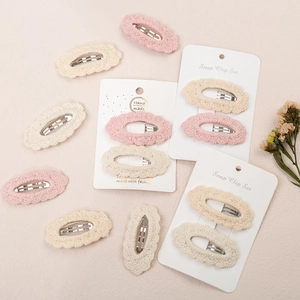 Handmade Knitted Crochet Hair Clip Scalloped Edge Sweet BB Clip For Women Girls Daily Fabric Metal Hairpin Accessories