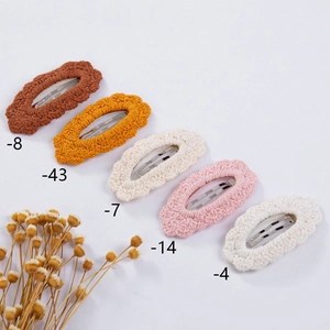 5-piece set of handmade cotton crochet lace hair clips in various warm autumn colors