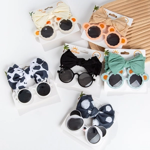 Kids Panda Bear Sunglasses And Headband UV400 Protection Cartoon Cute Baby Sunglasses For Outing Party 0-4 Years
