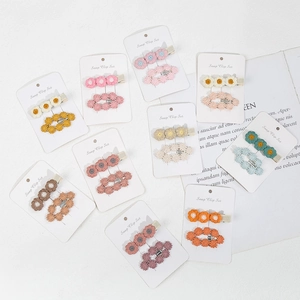 Cotton Daisy Flower Hair Clip Set Sweet Crochet Snap Clip Embroidery Hairpin For Girls Kids Princess Headwear Accessory