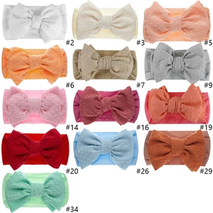 Bandeau à nœud jacquard à pois vintage pour bébés en 13 couleurs en nylon doux et souple