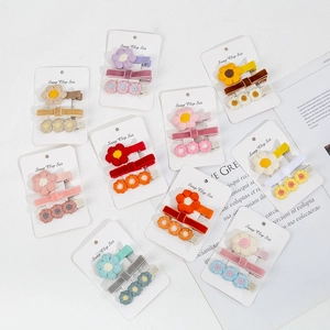 Lot de Barrettes à Cheveux Fleurs Brodées pour Enfants Marguerites en Tricot Barrettes à Clipser Nœud en Velours pour Filles