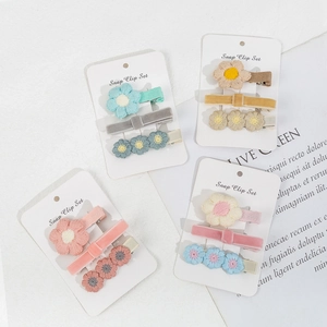 Lot de 3 barrettes à cheveux marguerites brodées pour filles en couleurs variées