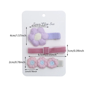 Lot de 3 barrettes à fleurs pour filles avec marguerites et nœud en velours élégant
