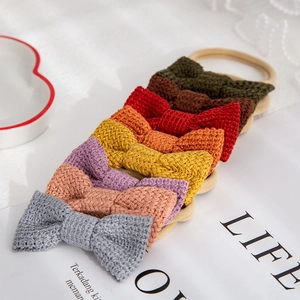 8-pack soft cotton knit bow headbands for babies with seamless elastic nylon bands