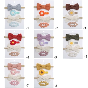 Lots de 8 couleurs de 4 pinces à cheveux florales et de bandeaux à nœuds en coton