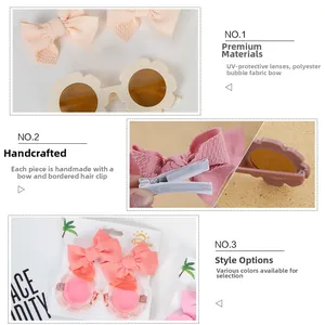 Détails des lunettes de soleil fleurs et barrettes en tissu bulle polyester pour enfants