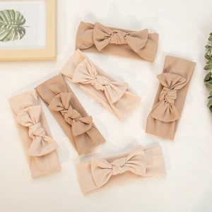 Kids Baby Bow Headband Ribbed Knitted Soft Elastic Solid Color Hair Band For Infants Newborns Toddlers Hair Accessories