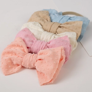 5-pack baby jacquard dot bow headbands with soft elastic nylon bands in mixed colors