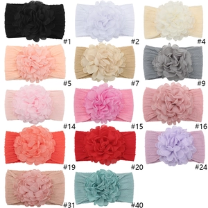 Fascia elastica per neonati con grande fiore in chiffon in quattordici vari colori