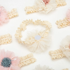 Fascia per Capelli con Fiori in Pizzo per Neonati Dolce Fascia Elastica 3D Floreale in Rete per Fotografia di Bambini