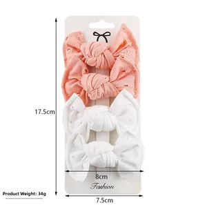 Detailed dimensions of 4-pack lace bow hair clips for babies with measurement labels