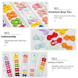 Detail view of colorful grosgrain ribbon hair clips and back alloy clip structure